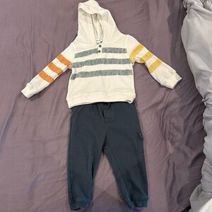 Splendid Stripe Waffle Hoodie & Joggers Set in Ivory